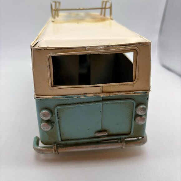 Vintage Old Fashioned Retro Beach Travel Van Metal Model Blue/White - Picture 9 of 16